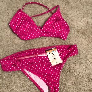 pink polka dot bathing suit